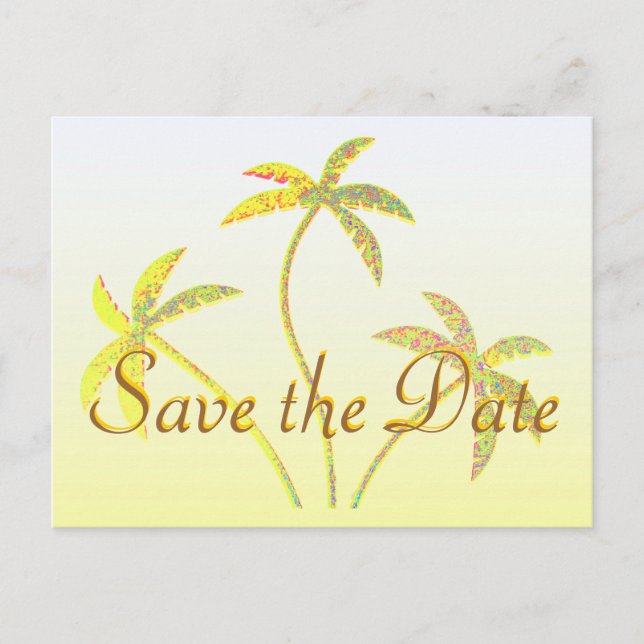 Carte Postale Faire-part Palmier Enregistrer la date Parties scintillant d' (Devant)