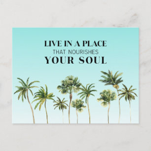 Carte Postale Faire-part Palmiers Motivationnel Dit Aqua Ombre Moving