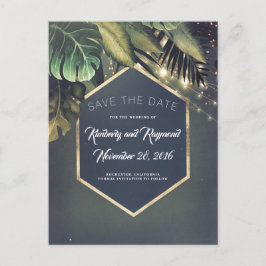 Carte Postale Faire-part Palmiers Tropicaux Plage Enregistrer la Date