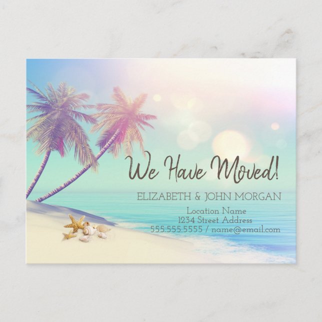 Carte Postale Faire-part Palms Beach Seashell Moving   (Devant)