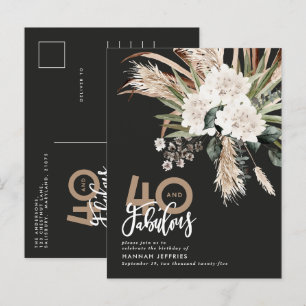 Carte Postale Faire-part Pampas rustique moderne eucalyptus 40 et fabuleux