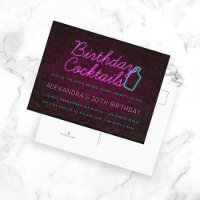 Panneau Neon Anniversaire Cocktail Party Invitatio