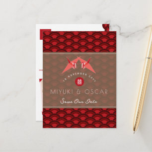 Carte Postale Faire-part Papier Grues Motif Saint-Jacques Mariage Enregistr