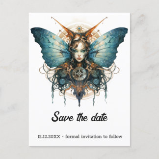 Carte Postale Faire-part Papillon Empereur Pistonwing Mariage Steampunk 