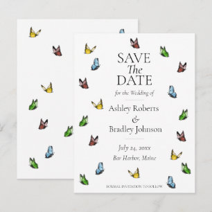 Carte Postale Faire-part Papillon Whimsical Rustique Enregistrer La Date