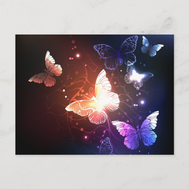 Carte Postale Faire-part Papillons de nuit lumineux (Devant)