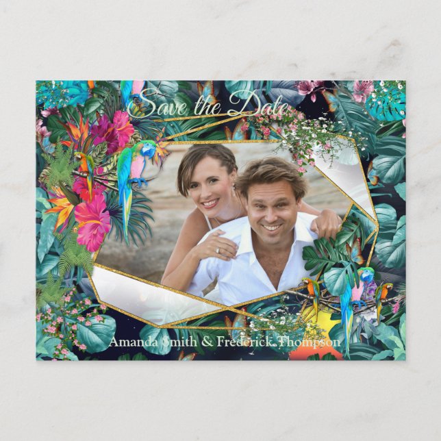 Carte Postale Faire-part Paradis de la flore tropicale & oiseaux (Devant)