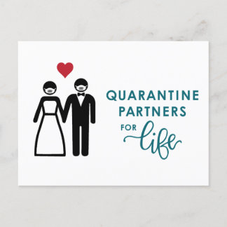 Carte Postale Faire-part Partenaires de quarantaine pour la vie | Bleu