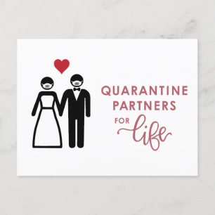 Carte Postale Faire-part Partenaires de quarantaine pour la vie Rose