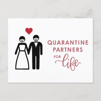 Carte Postale Faire-part Partenaires de quarantaine pour la vie | Rose
