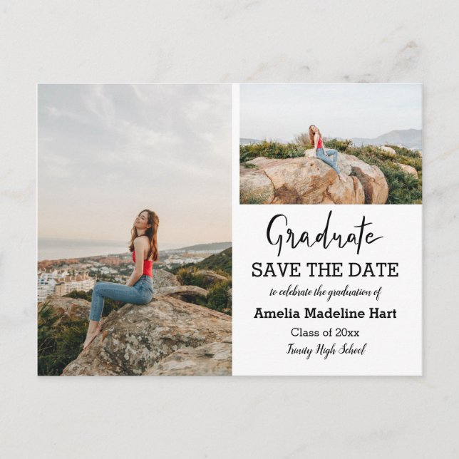 Carte Postale Faire-part Parti de la graduation| Enregistrer La Date Multi  (Devant)