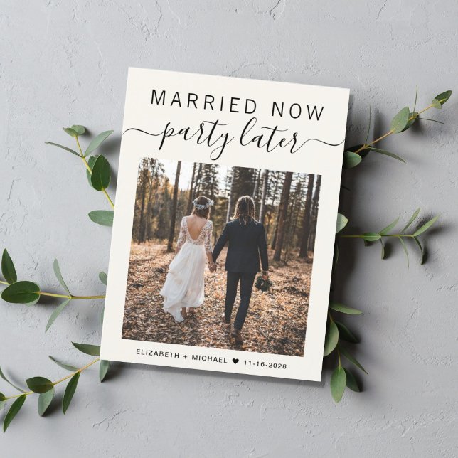 Carte Postale Faire-part Parti Marié Maintenant Plus tard Photo Creative Ma (Créateur téléchargé)