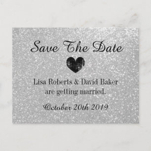 Carte Postale Faire-part Parties scintillant Argent Enregistrer la date mar