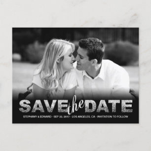 Carte Postale Faire-part Parties scintillant argent faux Enregistrer la dat