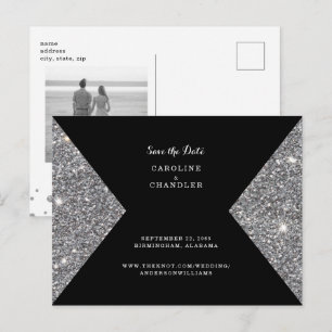 Carte Postale Faire-part Parties scintillant Argent Image & Photo Noir Enre