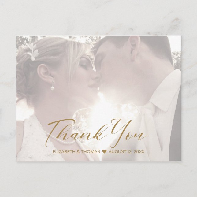 Carte Postale Faire-part Parties scintillant de marbre Merci Bourgogne Gold (Devant)