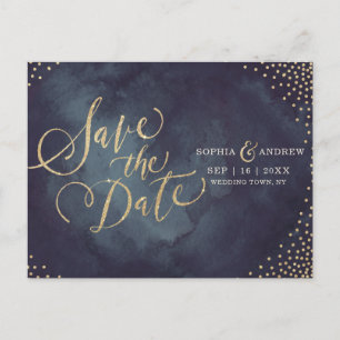 Carte Postale Faire-part Parties scintillant d'or glam moderne calligraphie