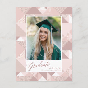 Carte Postale Faire-part parties scintillant rose moderne 2022 - Diplôme ph