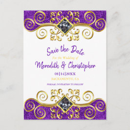 Carte Postale Faire-part Parties scintillant royale violet Gold Gemstone En