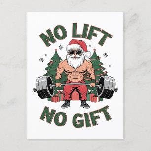 Carte Postale Faire-part Pas de levier pas de cadeau Drôle Père Noël Gym Fi