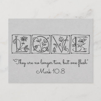 Carte Postale Faire-part Pas deux, mais une chair~Écriture~Carte Mariage