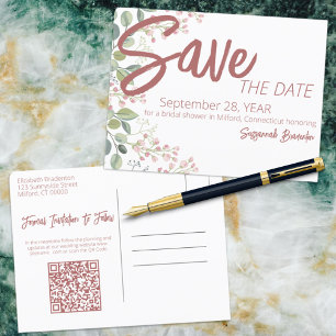 Carte Postale Faire-part Pastel Aquarelle Florale Fête des mariées frontièr