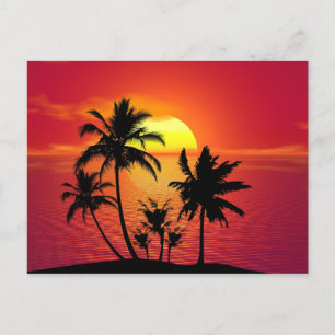 Carte Postale Faire-part Paumes au coucher du soleil