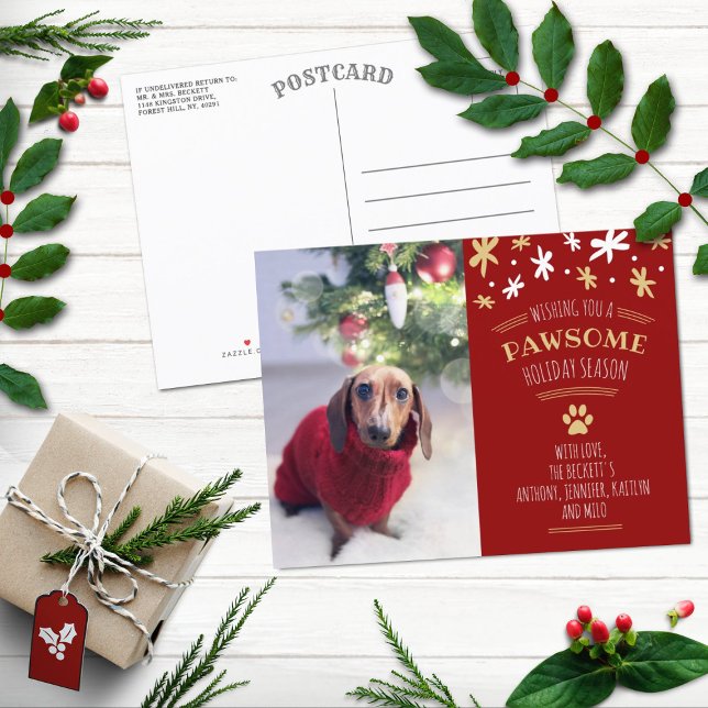 Carte Postale Faire-part Pawsome Holiday Season Pet Holiday (Créateur téléchargé)