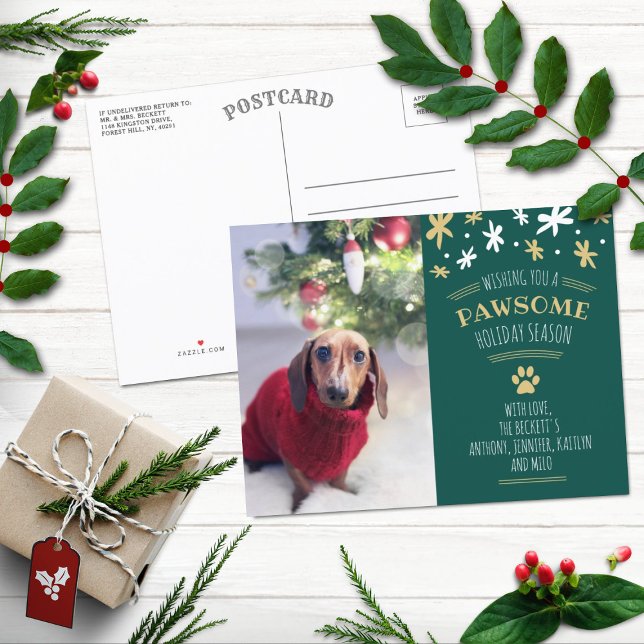 Carte Postale Faire-part Pawsome Holiday Season Pet Holiday (Créateur téléchargé)