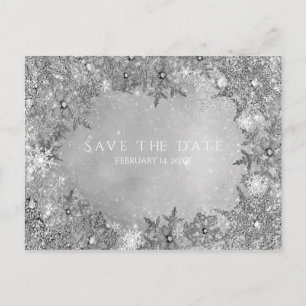 Carte Postale Faire-part Pays des merveilles hivernales Flocons d'argent En