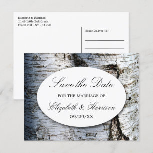 Carte Postale Faire-part Pays Rustic Birch Tree Mariage Enregistrer La Date
