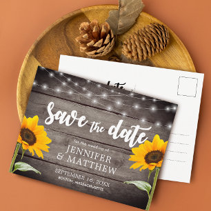 Carte Postale Faire-part Pays Sunflower Wood Mariage Lumière Économisez La 