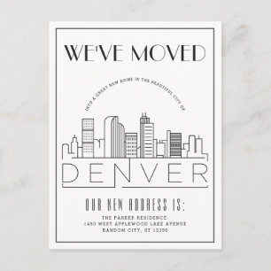 Carte Postale Faire-part Paysage urbain moderne de Denver   Changement d'ad