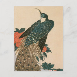 Carte Postale Faire-part Peacock et Peonies par Mariage Hiroshige