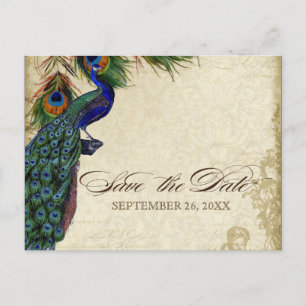 Carte Postale Faire-part Peacock & Feathers Formal Enregistrer la date Tan 