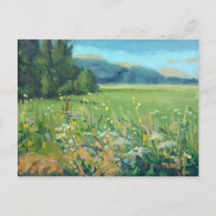 Carte Postale Faire-part Peinture de fleurs sauvages printanières panoramiq