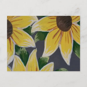 Carte Postale Faire-part Peinture Tournesol - Cadeau Unique Mignon Pour Fam