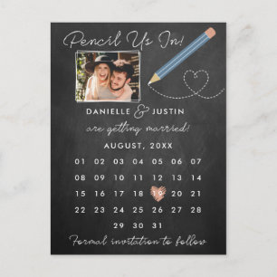 Carte Postale Faire-part "Pencil Us In" Calendrier moderne Enregistrer la d