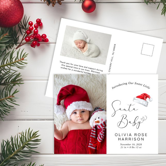 Carte Postale Faire-part Père Noël Baby Christmas Photo Naissance (Créateur téléchargé)
