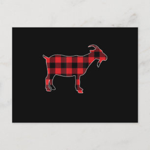 Carte Postale Faire-part Père Noël chèvre à carreaux rouges de Noël