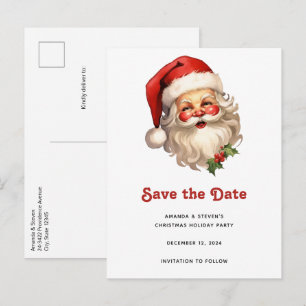 Carte Postale Faire-part Père Noël joyeux rétro style Noël