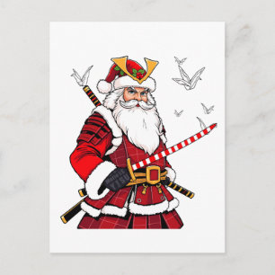 Carte Postale Faire-part Père Noël Noël Père Noël Art Japonais Samouraï 