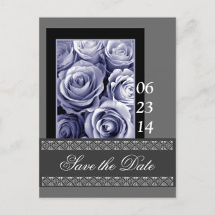 Carte Postale Faire-part PERIWINKLE Roses & dentelle Enregistrer la date Ca