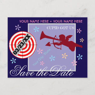 Carte Postale Faire-part Personnalisé Cupid nous fait enregistrer la date