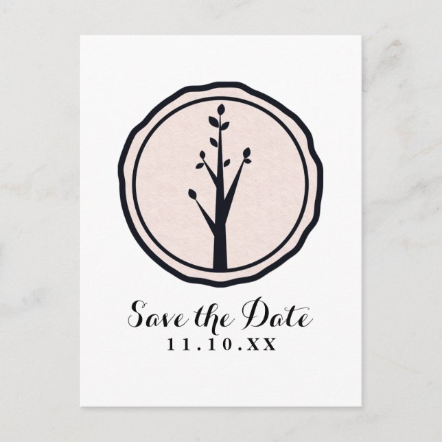 Carte Postale Faire-part Petit Arbre Rustique Mariage Naturel Enregistrer l (Devant)