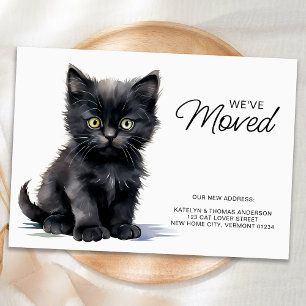 Carte Postale Faire-part Petit chaton noir déménagement nouvelle maison Nou