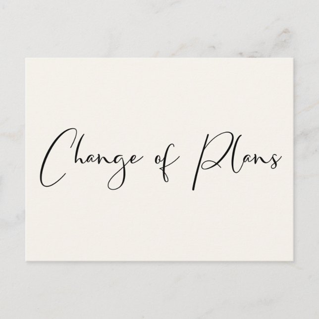 Carte Postale Faire-part Petit Mariage Changement de Plans Crème Élégant (Devant)