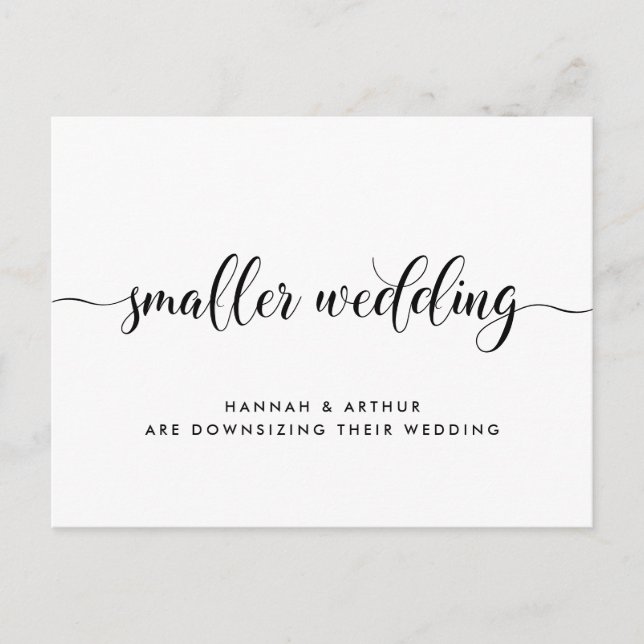Carte Postale Faire-part Petite Calligraphie de Mariage Réduit (Devant)