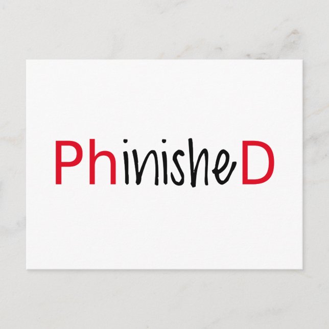 Carte Postale Faire-part Phinished, word art, text design pour les diplômés (Devant)