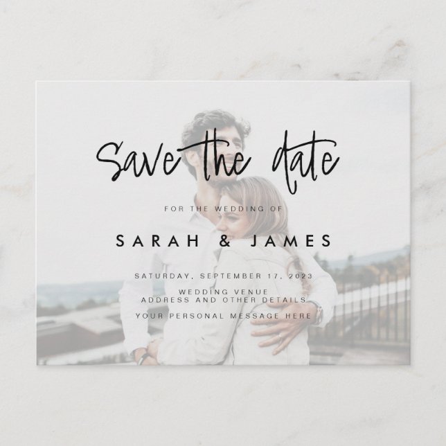 Carte Postale Faire-part Photo Budget Wedding Enregistrer la date (Devant)
